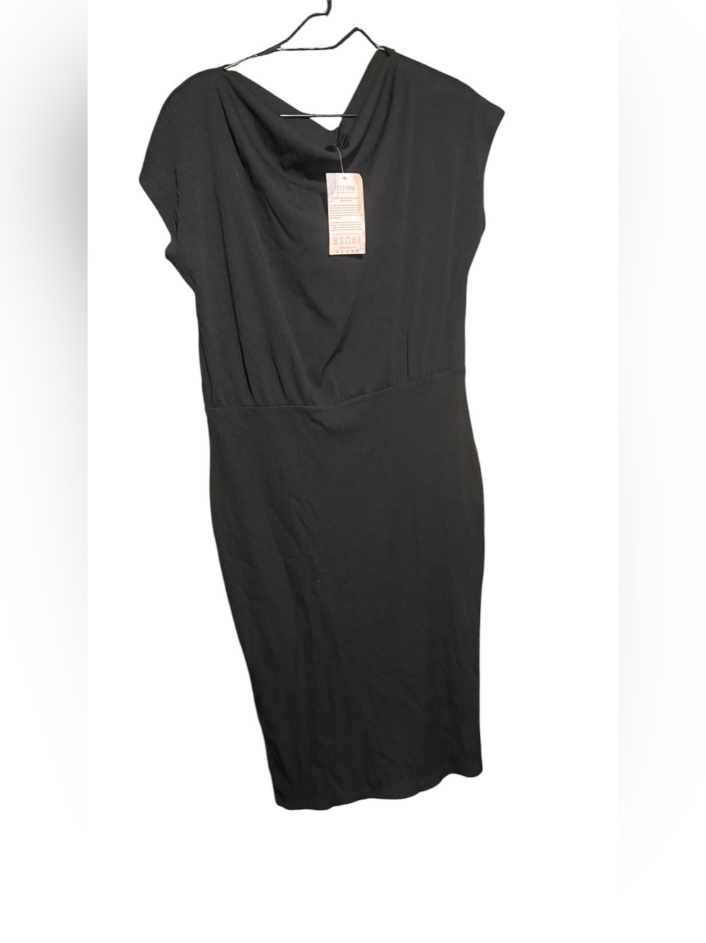 BTFBM  Classic Black Draped Sheath Dress set se xl